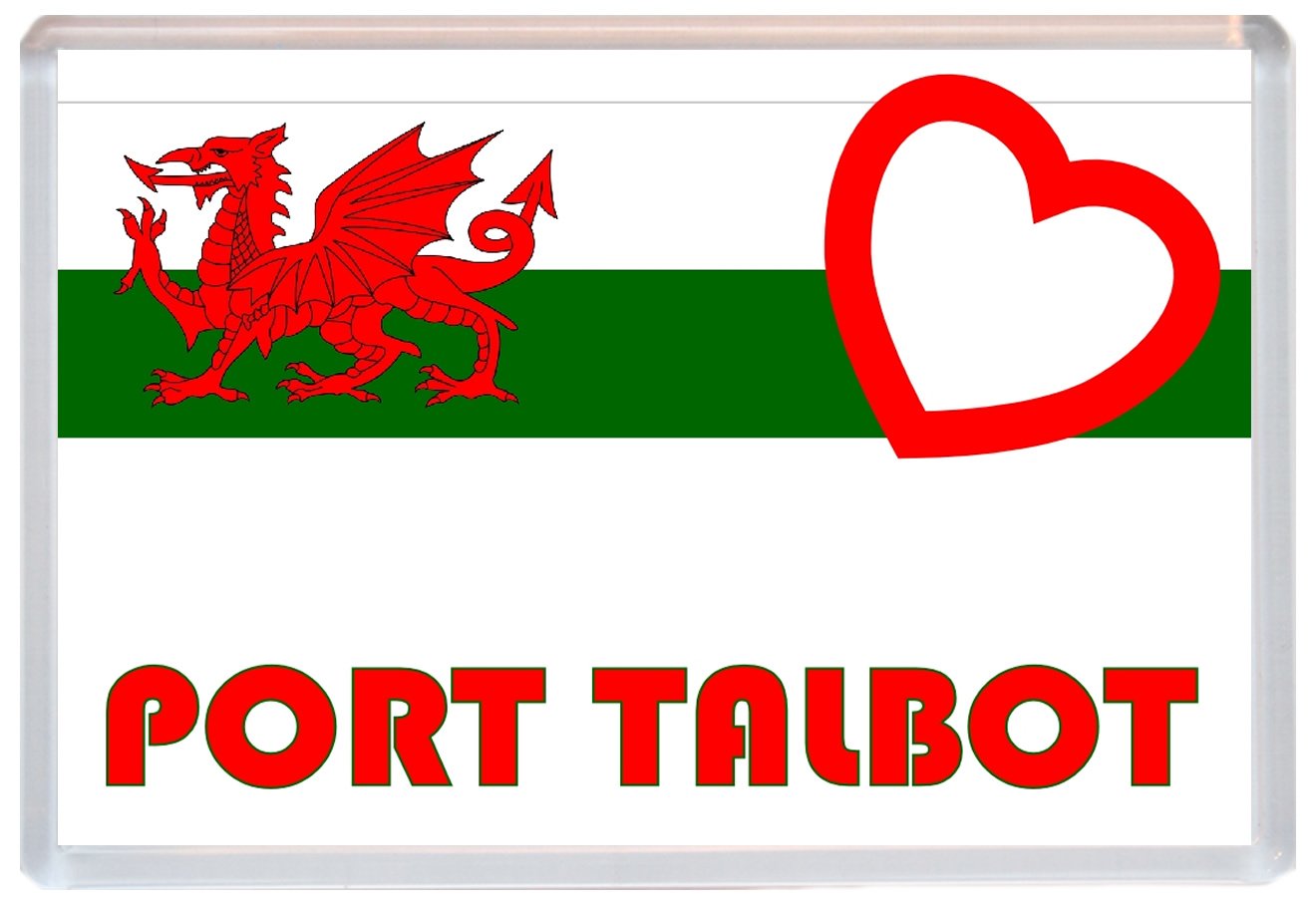 Port Talbot - Love Wales/Welsh Flag Towns & Cities - 96 x 67mm Jumbo Fridge Magnet