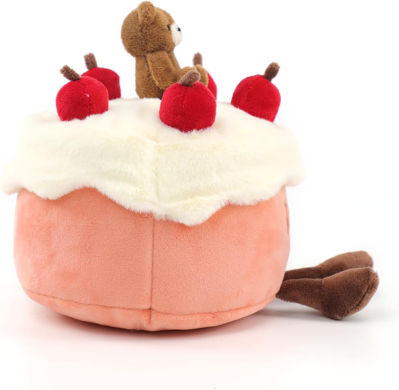 RECUR Birthday Cake Plush Toy, Pink Cream Cake Food Stuffed Animals, Cute Plushie Birthday Gift
