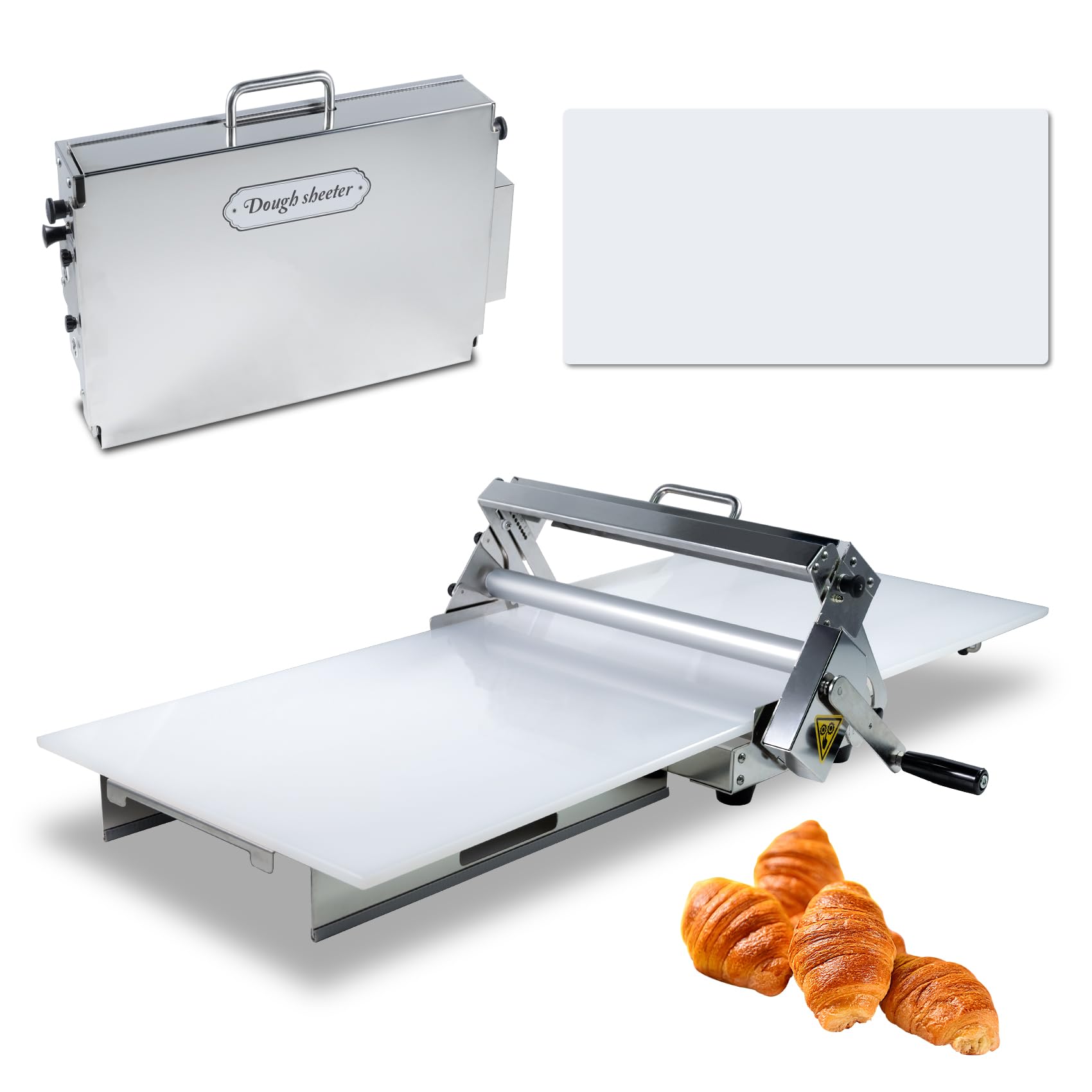 Folding Dough Sheeter (12") Compact Dough Sheeter, Manual Dough Roller Machine,Sheeter Thickness Adjustable,Stainless Steel Dough Machine, Adjustable Thickness 0-27mm, (1 Rolling Panel)