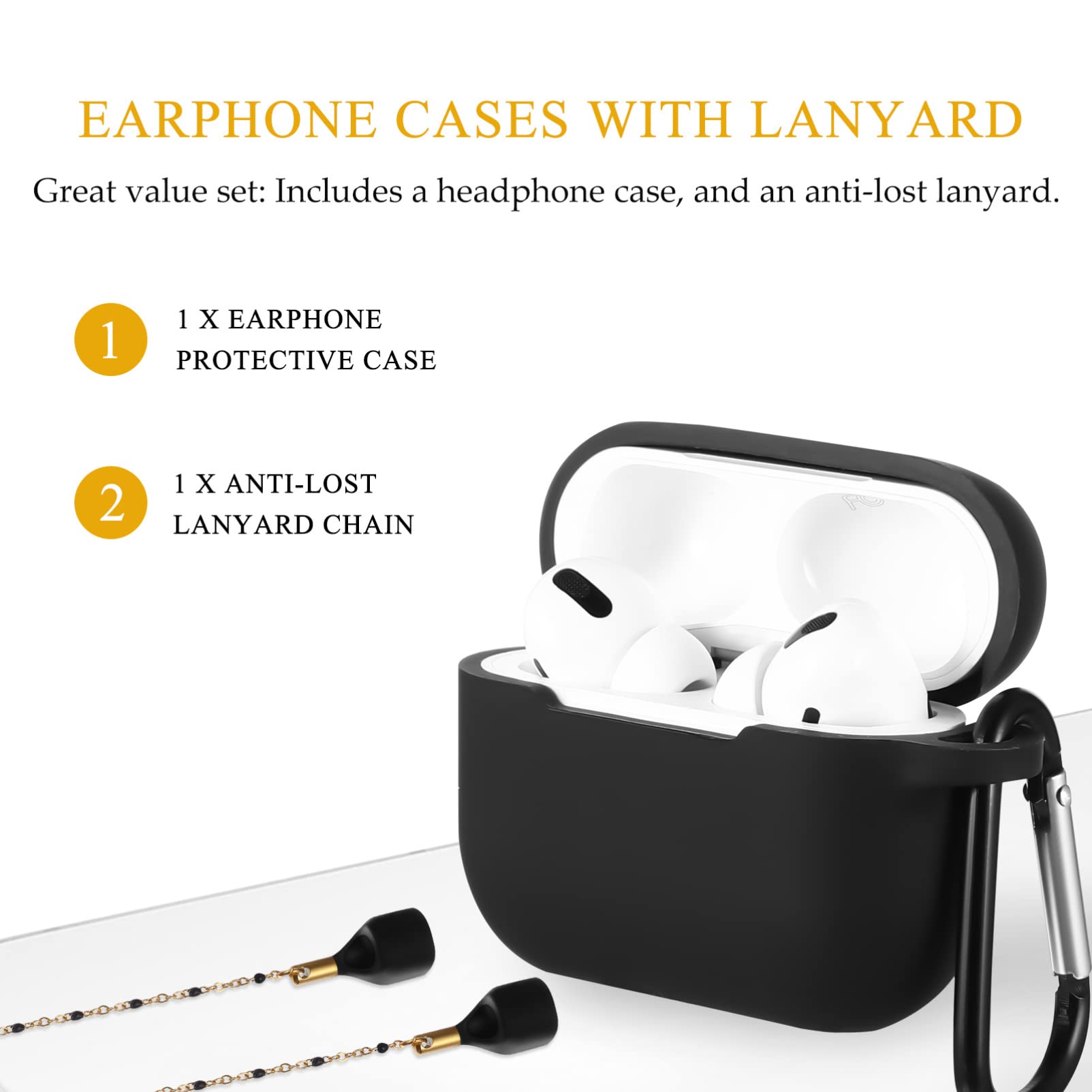 OSALADI 3piezas Estuche y Lanyard Antipérdida para Auriculares Kit Protector De Silicona Compatible Diseño Práctico y Moderno