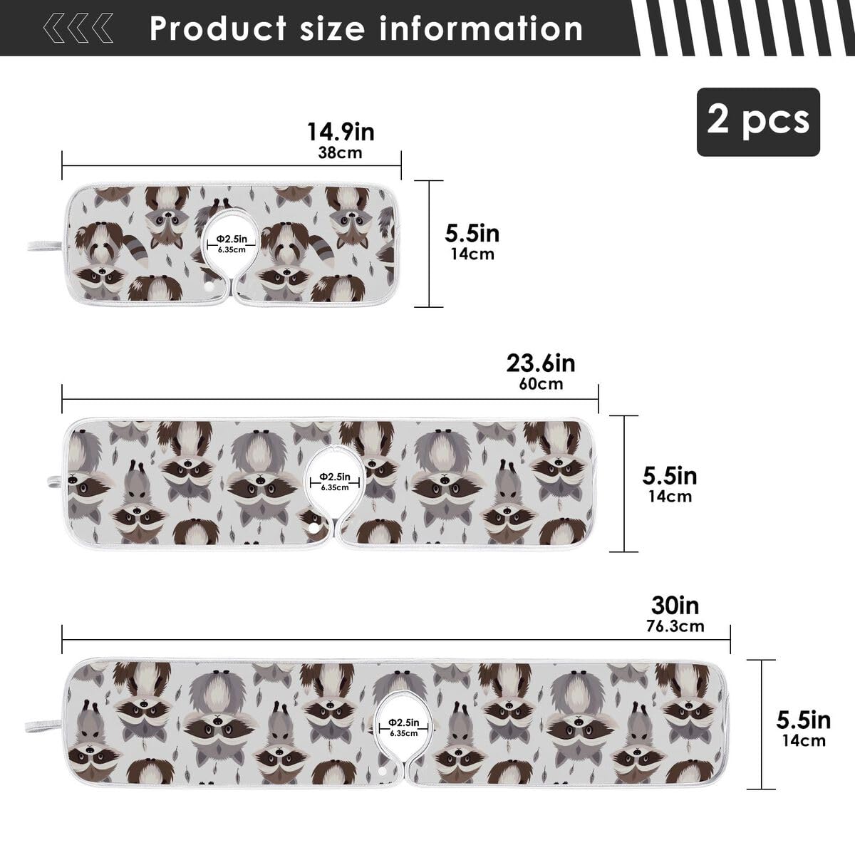 FULUHUAPIN 2 Pack Raccoon Kitchen Faucet Splash Catcher Absorbent Mat, Polyester Sponges Machine Washable Quick Dry Drying Mat, Sink Accessories 14'' x 5'' 20324489