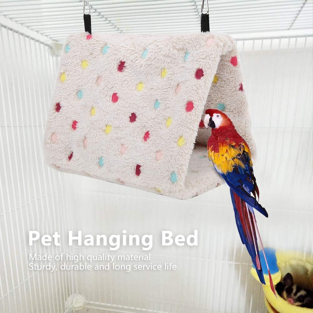 Bird Parrot Warm Nest House Bird Winter Hanging Hammock, Soft Plush Birds Hideaway Sleeping Bed Parrot Hammock Hanging Snuggle Cave Happy Hut for Cockatiels Parakeet Budgies Lovebird African Grey (S)
