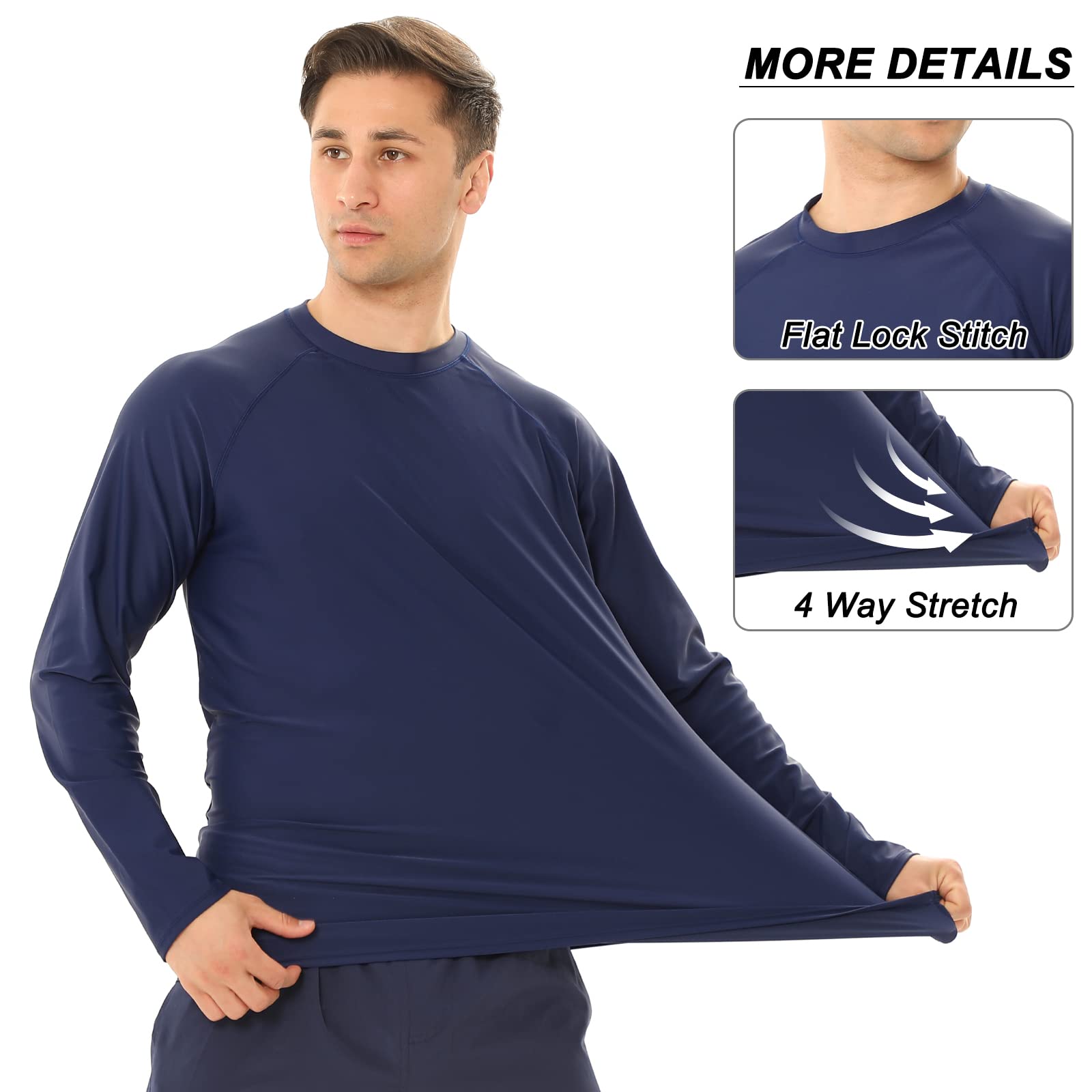 MASOCIO Maglia Anti UV da Uomo Maglietta Maniche Lunghe UPF 50+ Protezione Solare Costume da Bagno Rash Guard Asciugatura Rapida