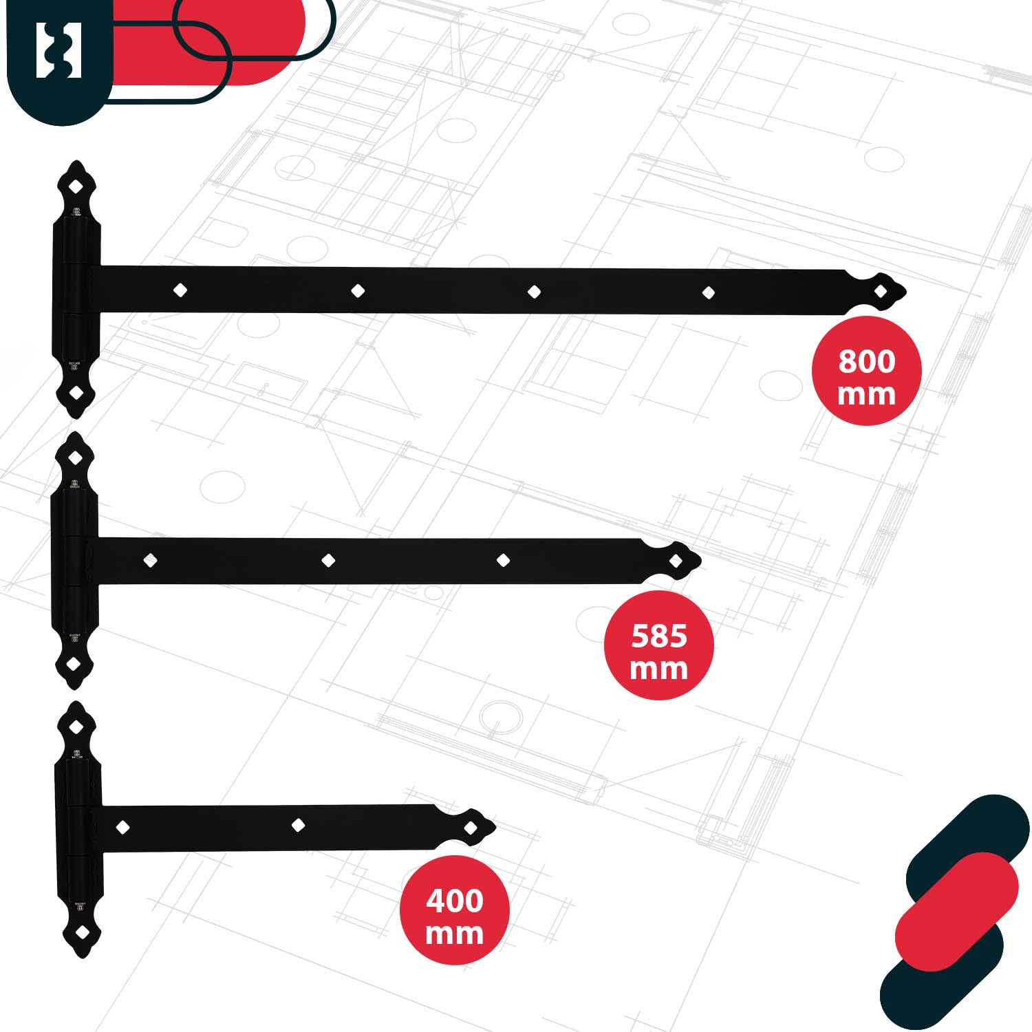 KOTARBAU® Bisagra de Carga de 800 mm, 2 Unidades, Placa de 255 mm, Rodamiento de Bolas, Para Puerta de Jardín