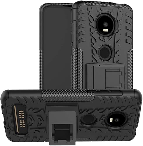 Funda para teléfono Moto Z4, funda para Moto Z4, doble capa a prueba de golpes delgada protectora con función atril para Moto Z4 Play (negro)