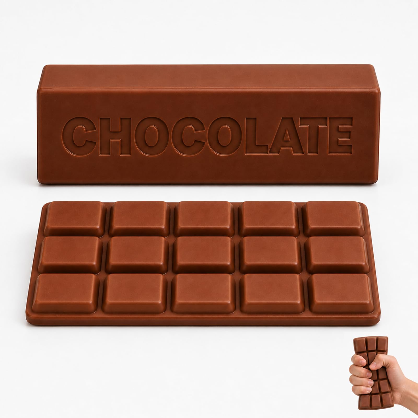 2Pcs Chocolate Squishy Sensory, Chocolate Bar and Slab Set, Soft Squishy Material for Quiet Hand Activity