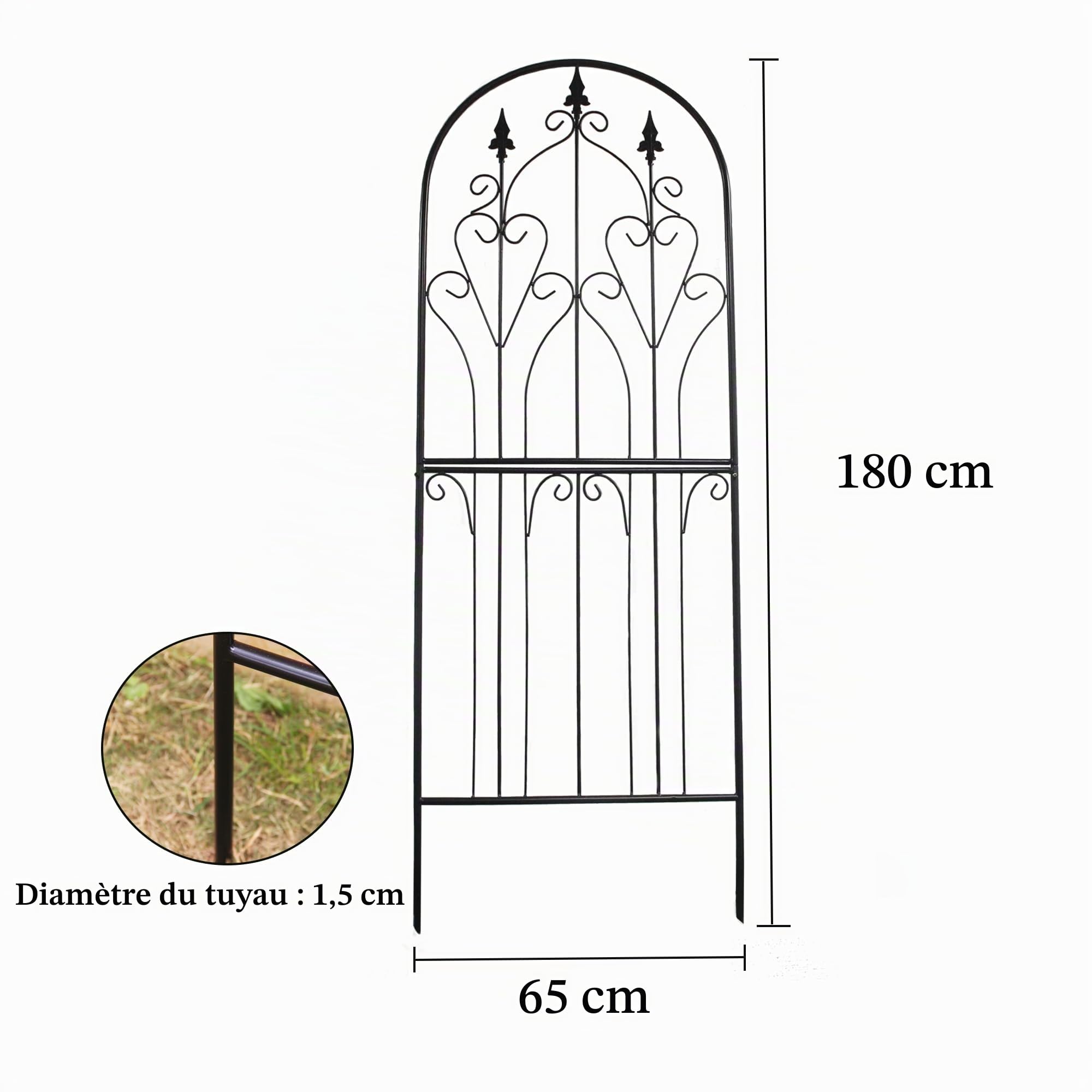 Garden Treillis 180 cm x 65 cm x 1,6 cm Métal Matériau de Haute Qualité Résistant à la Rouille Structure pour Plantes Grimpantes Vignes Fleurs Élégant Jardin Rosiers Vignes