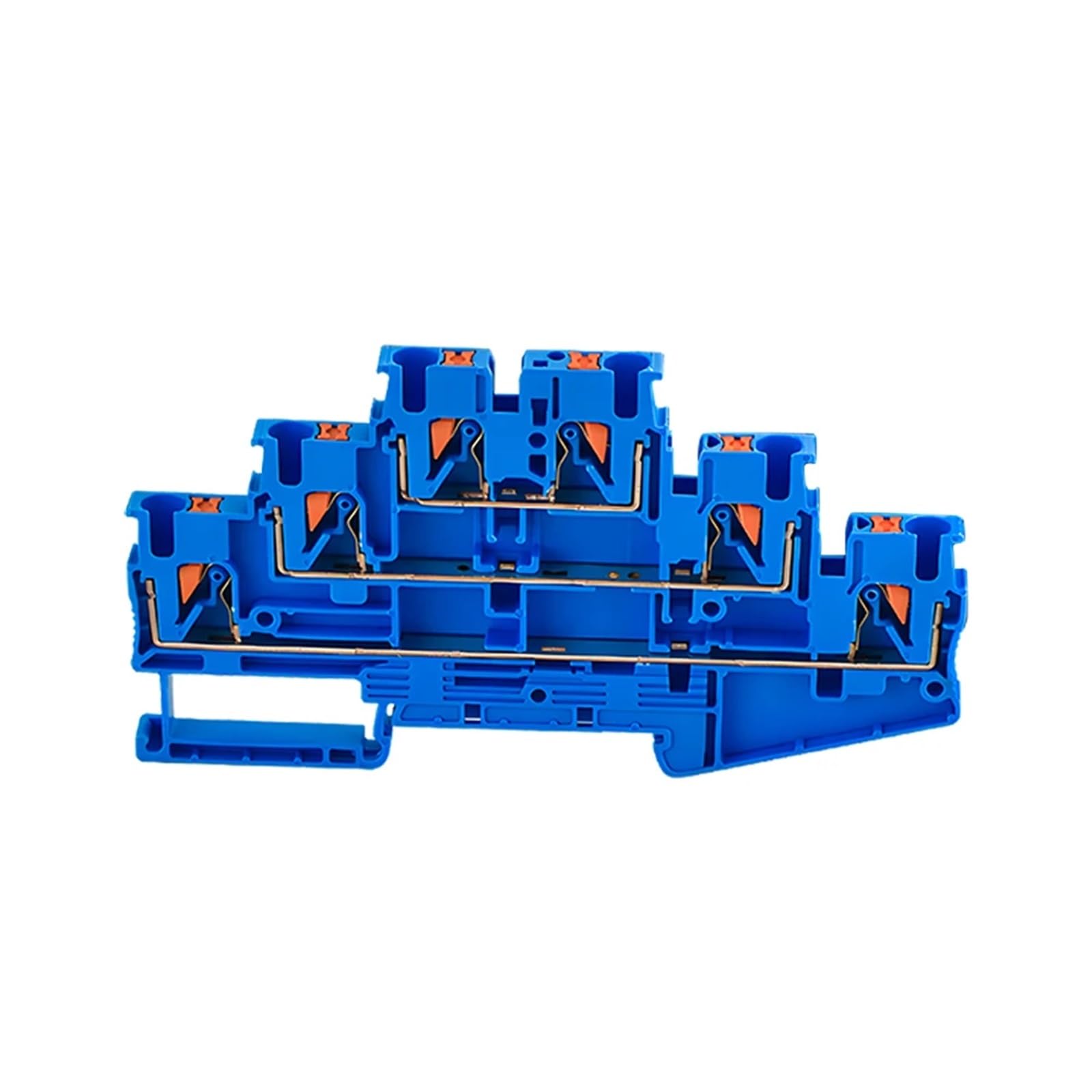 Morsettiera for guida DIN da 10 pezzi PT2.5-3L Connettore elettrico a triplo strato con collegamento a molla for cablaggio Morsettiera for conduttore di filo(BLUE)