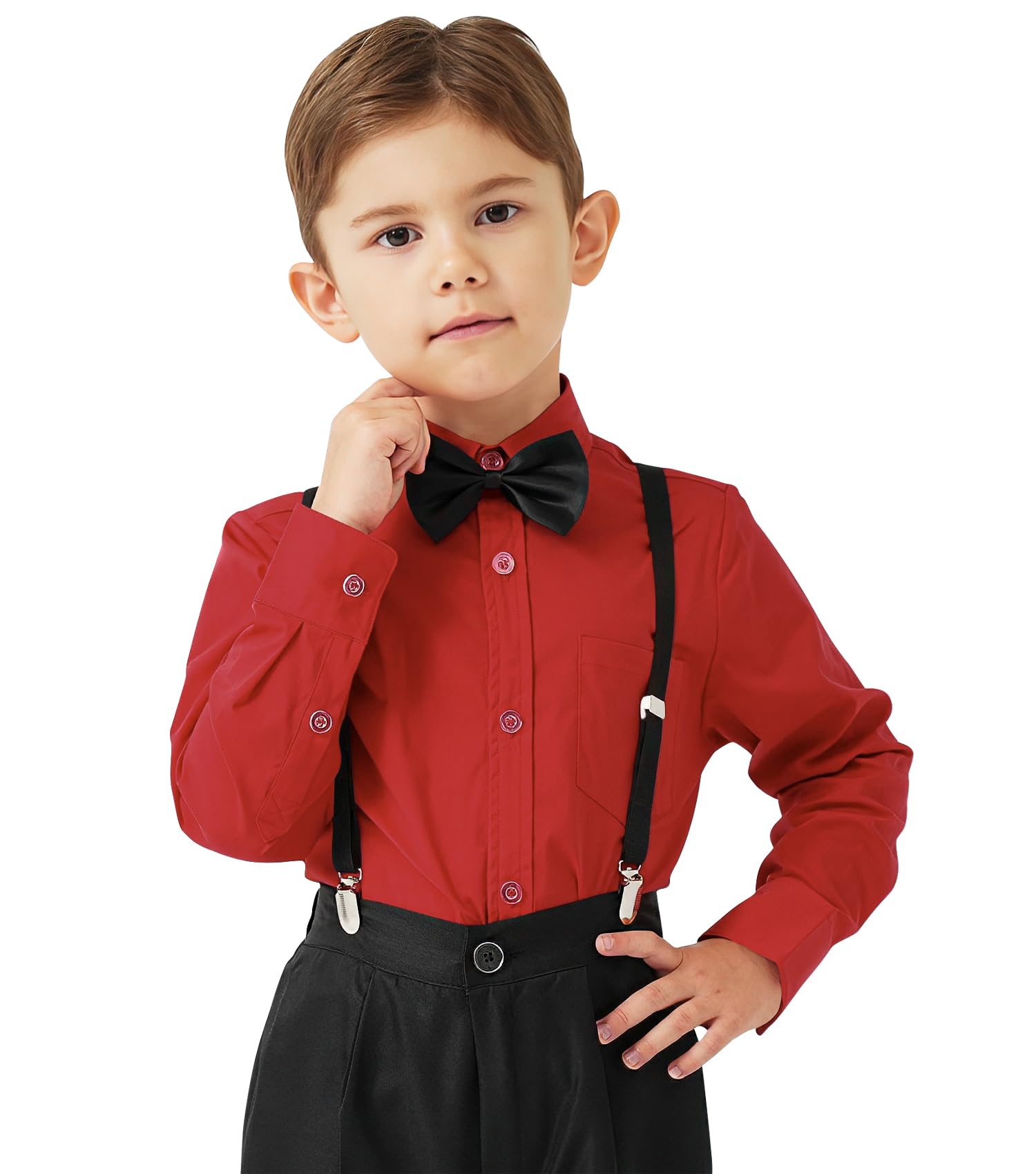 9 Month-16Y Boys' Long Sleeve Button Down Toddler Dress Shirt Oxford Uniform Shirt with Chest Pocket