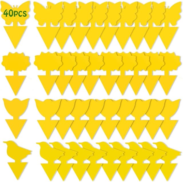 Fruit Fly Trap, 40 Pack Fruit Fly Killer Yellow Sticky Bug Insect Killer Double-sided Insect Catcher Sticky Bug Sticky Fruit Fly Killer for Houseplant Indoor and Outdoor