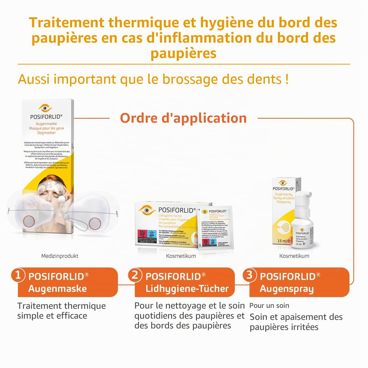 Lot de 50 lingettes stériles pré-humidifiées pour le nettoyage des paupières