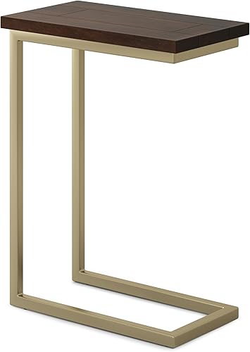 Miniatura 16 de SIMPLIHOME Gallagher - Mesa auxiliar C de 12 pulgadas de ancho, madera maciza de mango y metal, soporte rectangular con bandeja superior, mesa