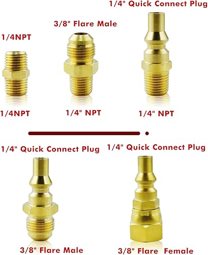 Miniatura 4 de MCAMPAS Kit de montaje de adaptador de divisor en Y de conexión rápida de propano RV de 14 pulgadas para RV a parrilla, conexión rápida, adaptador
