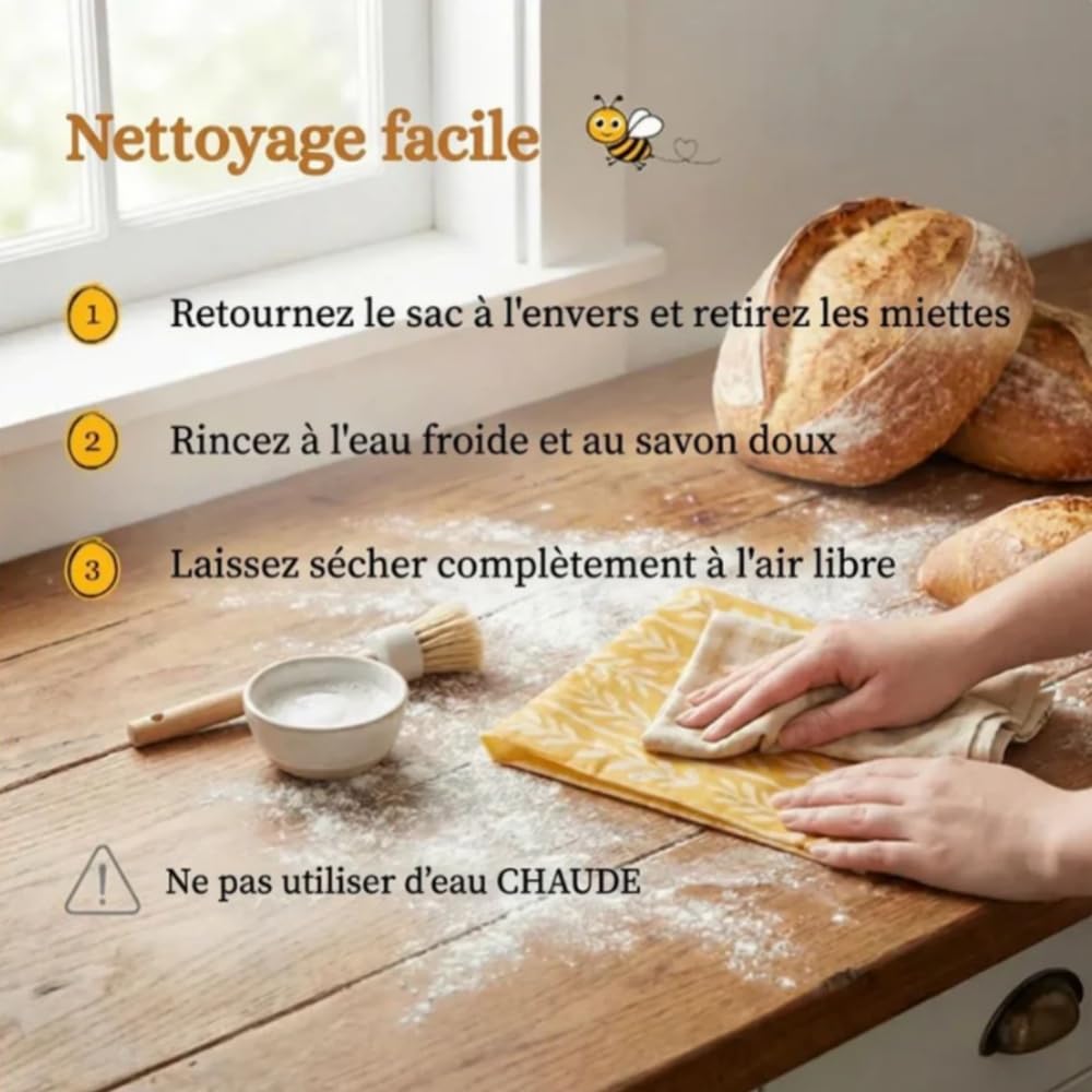 miebio sacs à pain en cire d'abeille, conservation fraîcheur, réutilisables pour cuisine, camping