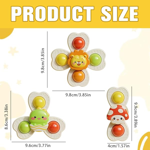 3 Pezzi Ventose Gioco per Bambini con Braccialetti Giochi Bagnetto Neonato Giochi Ventosa Bambini Giochi Seggiolone Ventosa Giocattolo per Trottola a Ventosa Spinner Bambini - 2