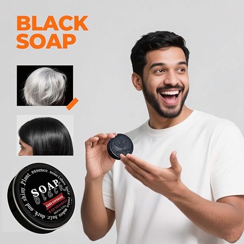 Miniatura 2 de Barra de champú reversible para cabello gris, jabón negro para limpiar profundamente el cuero cabelludo, color gris para champú y jabón unisex para