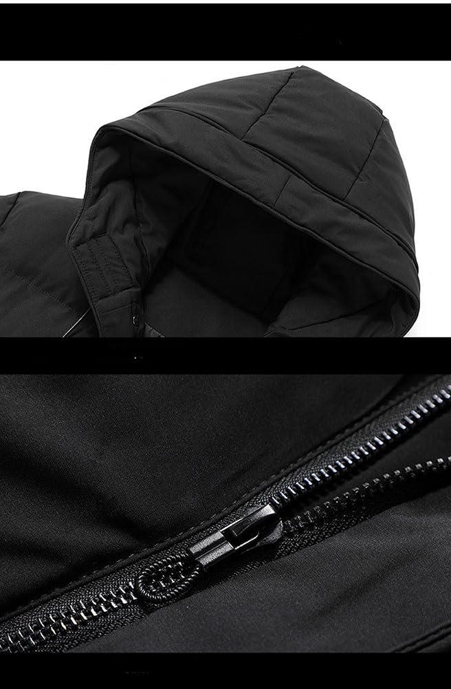 Parka Homme Doudoune Longue Chaude Polaire Manteaux Manches Longues Veste à Capuche Épais Automne Hiver
