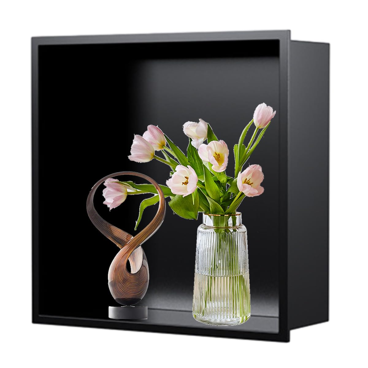 ZOCWJK Shower Wall Niche Recess 304 Stainless Steel Recessed Single Shelf Organizer No Tiles Needed Easy to Clean