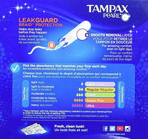 Image of Tampax Pearl Plastic Super Absorbency, Unscented Tampons, 36 Count - Pack of 2 (72 Count Total)
