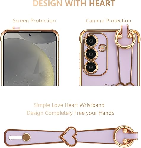 Vista 14 de ZTOFERA Funda para Samsung Galaxy S22 Plus 5G con correa para la muñeca, bonito borde chapado de lujo, patrón de corazones de amor para niñas y Azul