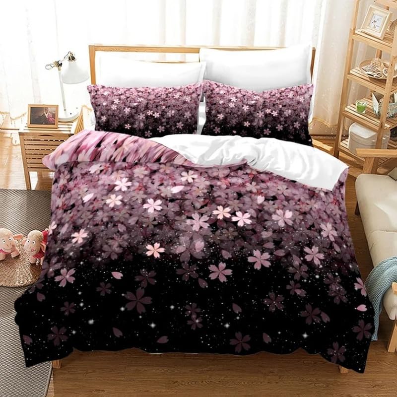 Housse de couette 140x200 impression 3D pétale violet haute définition