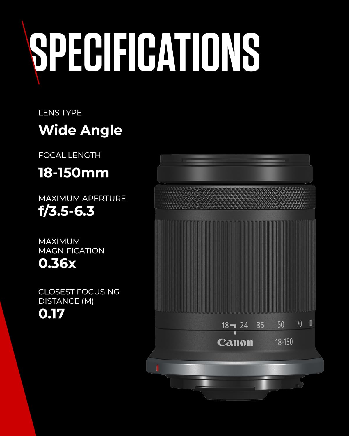 Canon RF-S Objektiv 18-150mm F3.5-6.3 IS STM – Zoomobjektiv mit 4,5-Stufen-Stabilisator für Reisen & Naturfotografie | Kompatibel mit EOS R System