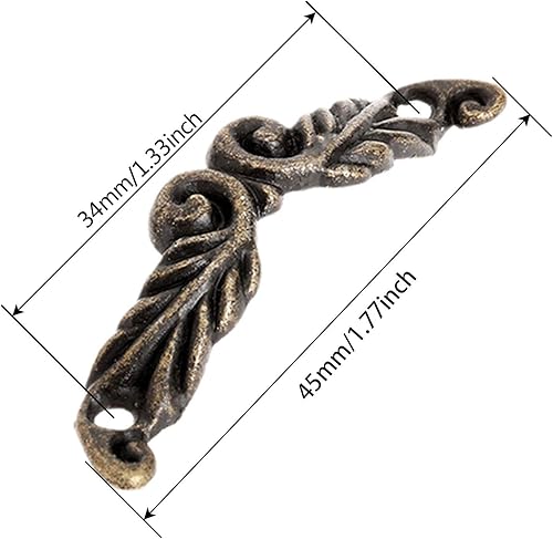 Miniatura 2 de dophee 10 tiradores decorativos de latón antiguo para mini joyero, cajón, armario, decoración de pecho, forma de arco de 1.77 x 0.39 pulgadas,