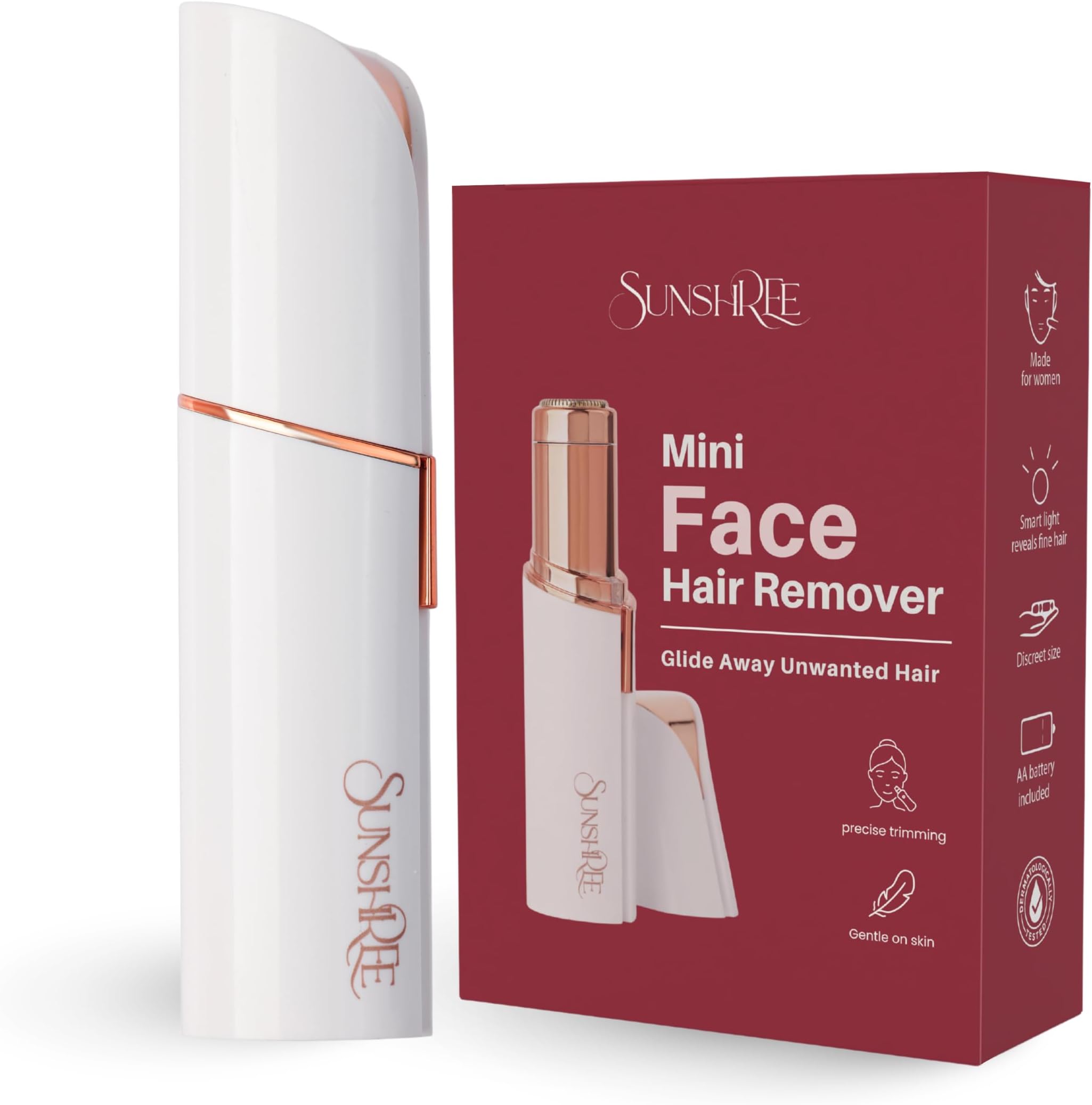 SUNSHREE™ Skincare Facial Mini Hair Remover Machine for Women- Chin, Cheek, Upper Lip, jawline and Quick, Gentle, Smooth Skin Face Hair Removal for Women, Epilator for women