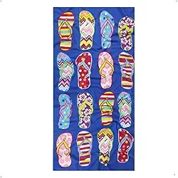 Toalha de Praia 70x140cm Estampas Variadas – Secagem Rápida, Leve e Compacta, 100% Poliéster, Acabamento Premium (Chinelo)