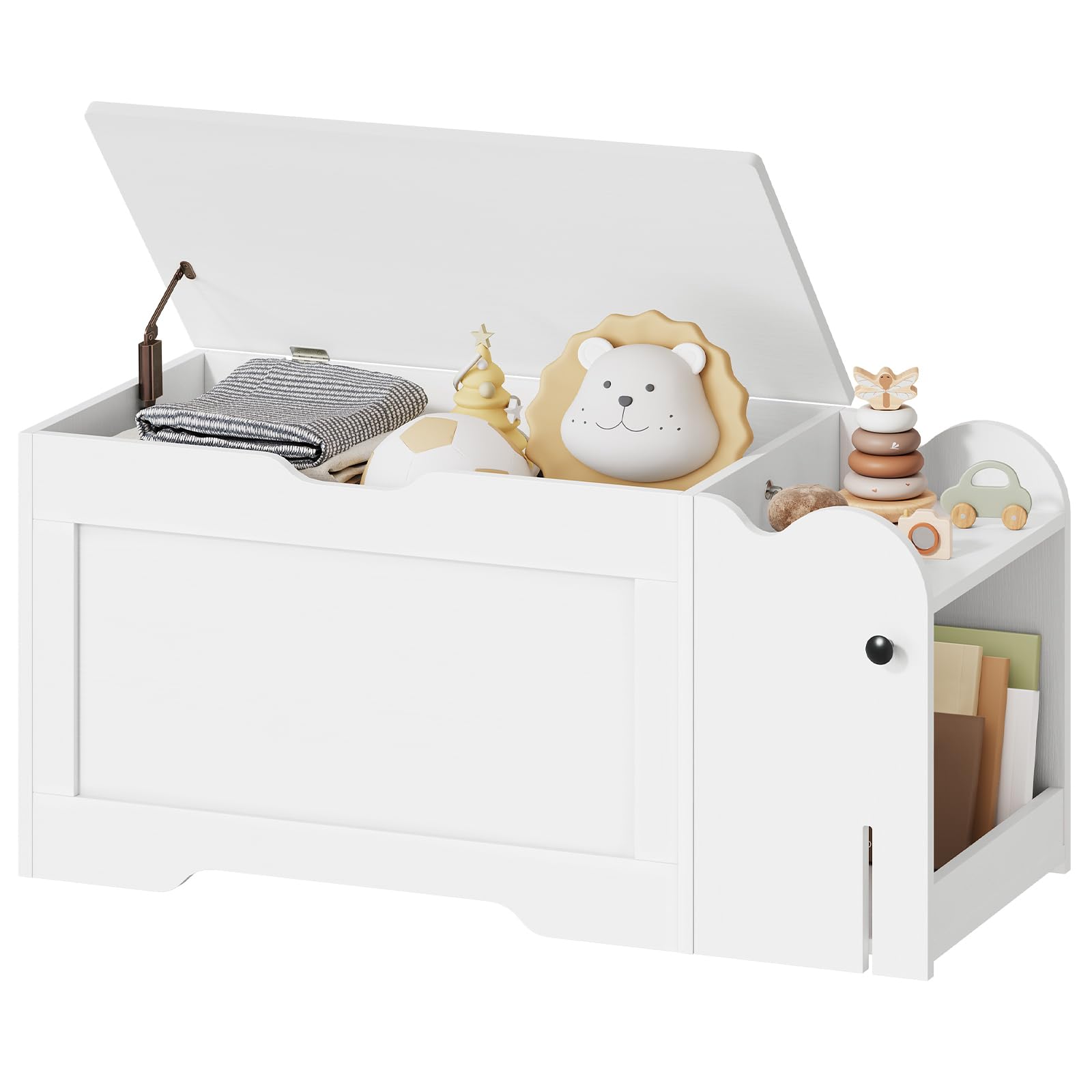 HOOBRO Sitzbank mit Stauraum, Truhe, Spielzeugkiste mit Deckel | Weiße Aufbewahrungsbank mit Soft-Close-Scharnier, Klappdeckel, belastbar bis 100 kg, für Kinderzimmer, Wohnzimmer, Flur