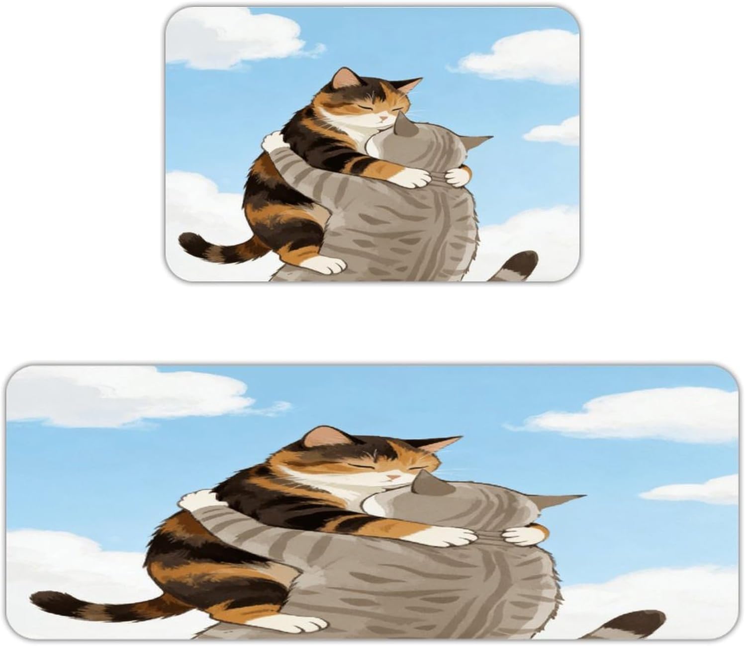The Cats Hugged Each Other Kitchen Mat Outdoor Rug Area Rug | Kitchen Rug for Washable Non-Slip Breathable for in Front of Sink for Standing for Kitchen,Hallway,and Laundry Decor