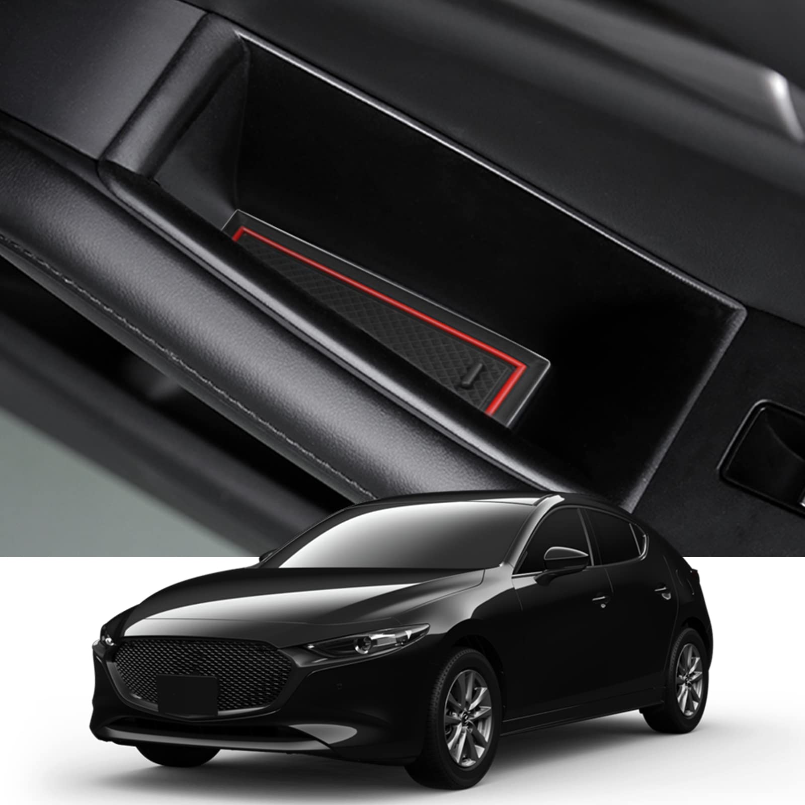 YEE PIN Pudełko do przechowywania przednich drzwi do Mazda 3 2019-2023/CX-30 CX30 2019-2023 Akcesoria do drzwi samochodowych Mazda 3 CX-30 Organizer konsola kieszeń boczna przechowywanie mała zmiana, czarny