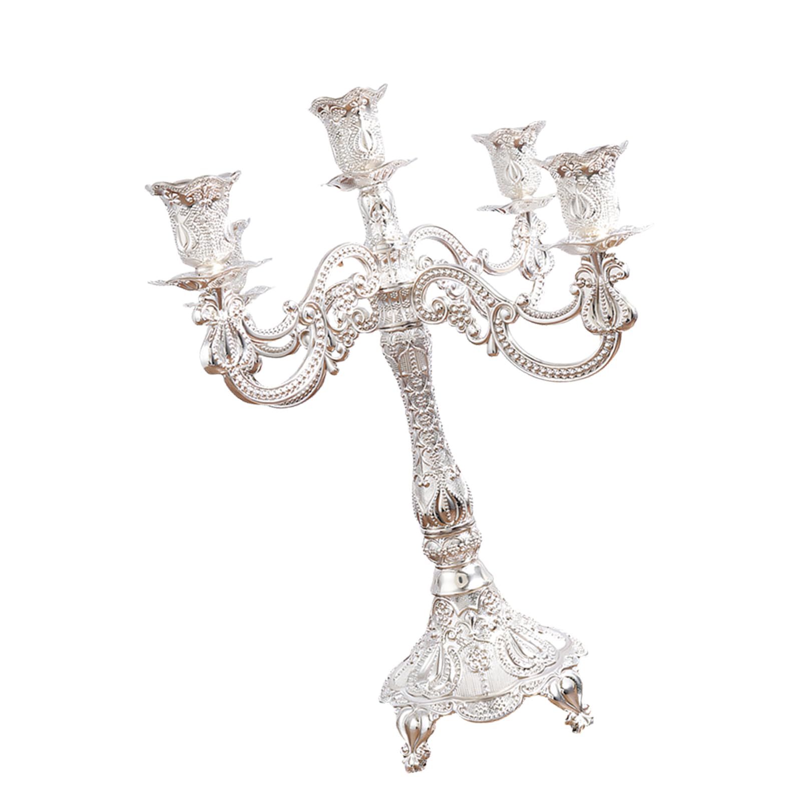 European Gold Metal Holders Candelabra with Intricate Carved Pattern for Romantics Dining and Home Decors European Metal Holders