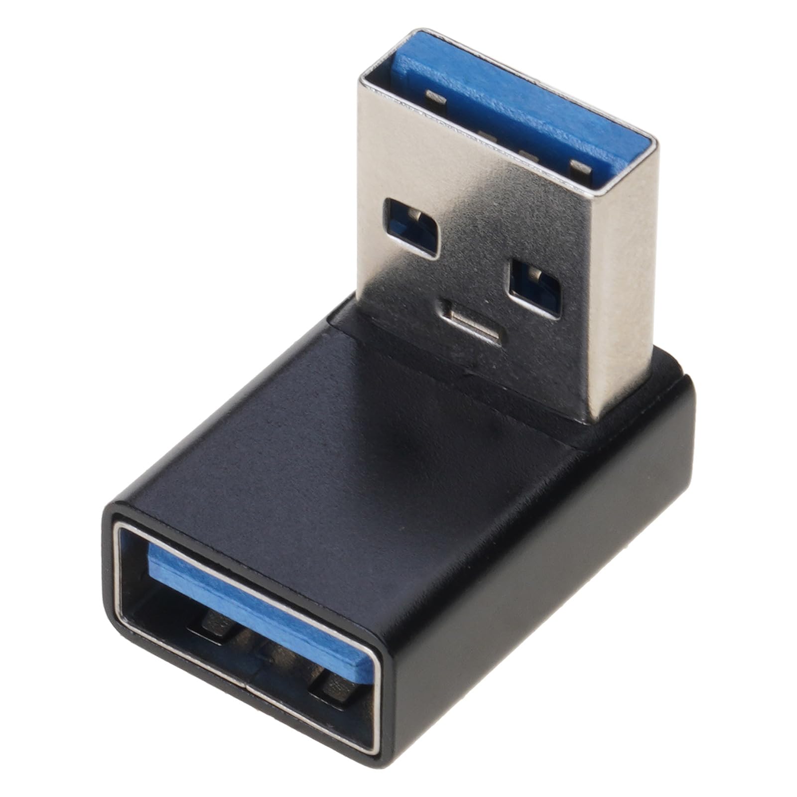 Zeizafa USB 3.0 Male to Female 90 Degree Right Angle Extension Adapter USB Upward Connector Data Sync for Laptop PC USB Fan Black