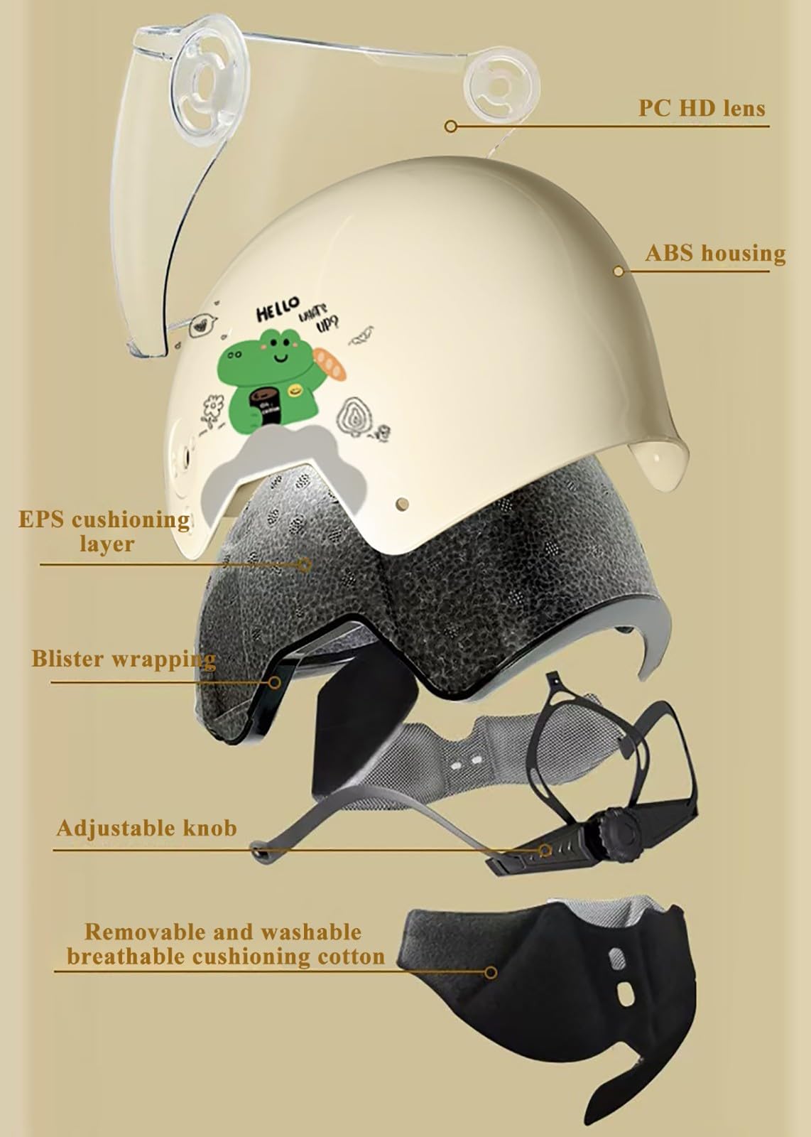 Casco Da Moto Per Bambini, Casco Jet Per Bambini Con Visiera, Casco Da Scooter Per Bambini, Casco Da Scooter, Casco Da Ciclomotore, Casco Da Bici, Chiusura Rapida E,52-57cm