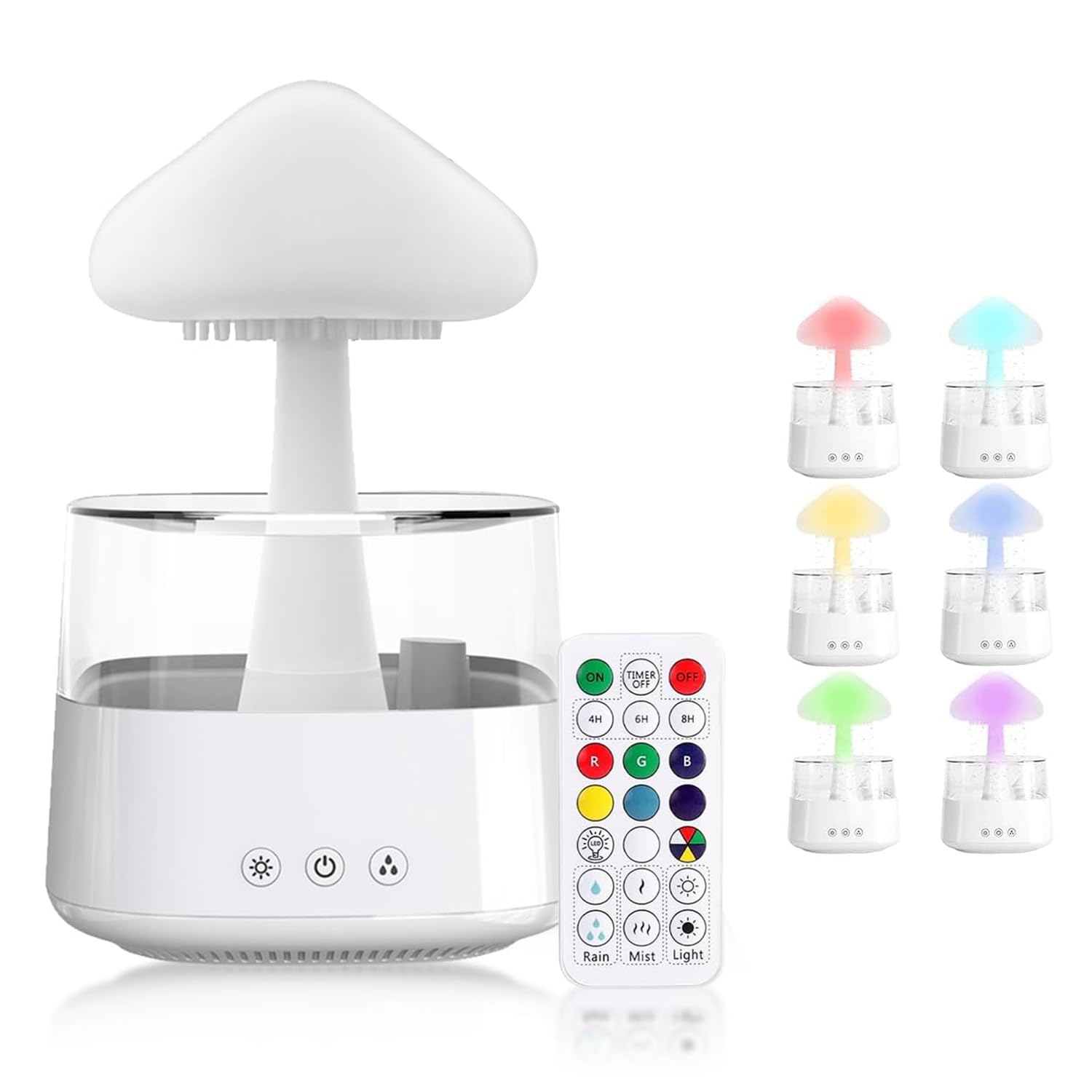 Humidificateur Nuage De Pluie Avec Veilleuse – 7 Couleurs, Sons Apaisants, 300 Ml, Pour Chambre Et Bureau