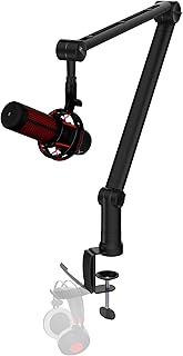 Microphone Boom Arm with Desk Mount, 360° Rotatable, Adjustable and Foldable Scissor Mounting for Podcast, Video Gaming, Radio and Studio Audio, Sturdy and Universal - Elegance Model