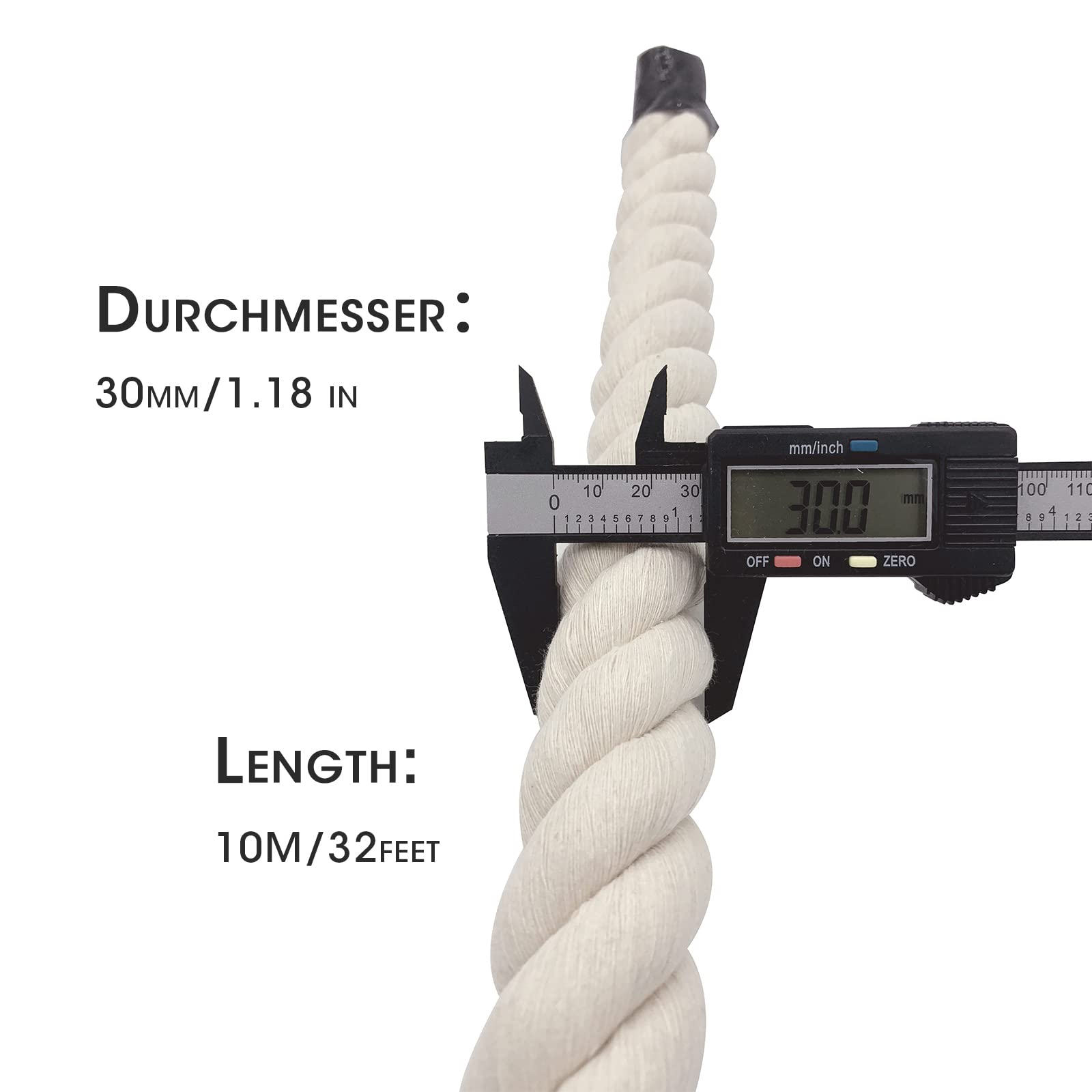 30mm Thick Rope 5M, Heavy Duty Soft Cotton Macrame Cord for Plant Hangers - Beige White String for Garden Decking & Craft Projects - Image 2