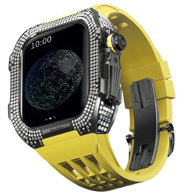 Kit modification Apple Watch 8 7 45 mm étui luxe jaune Viton