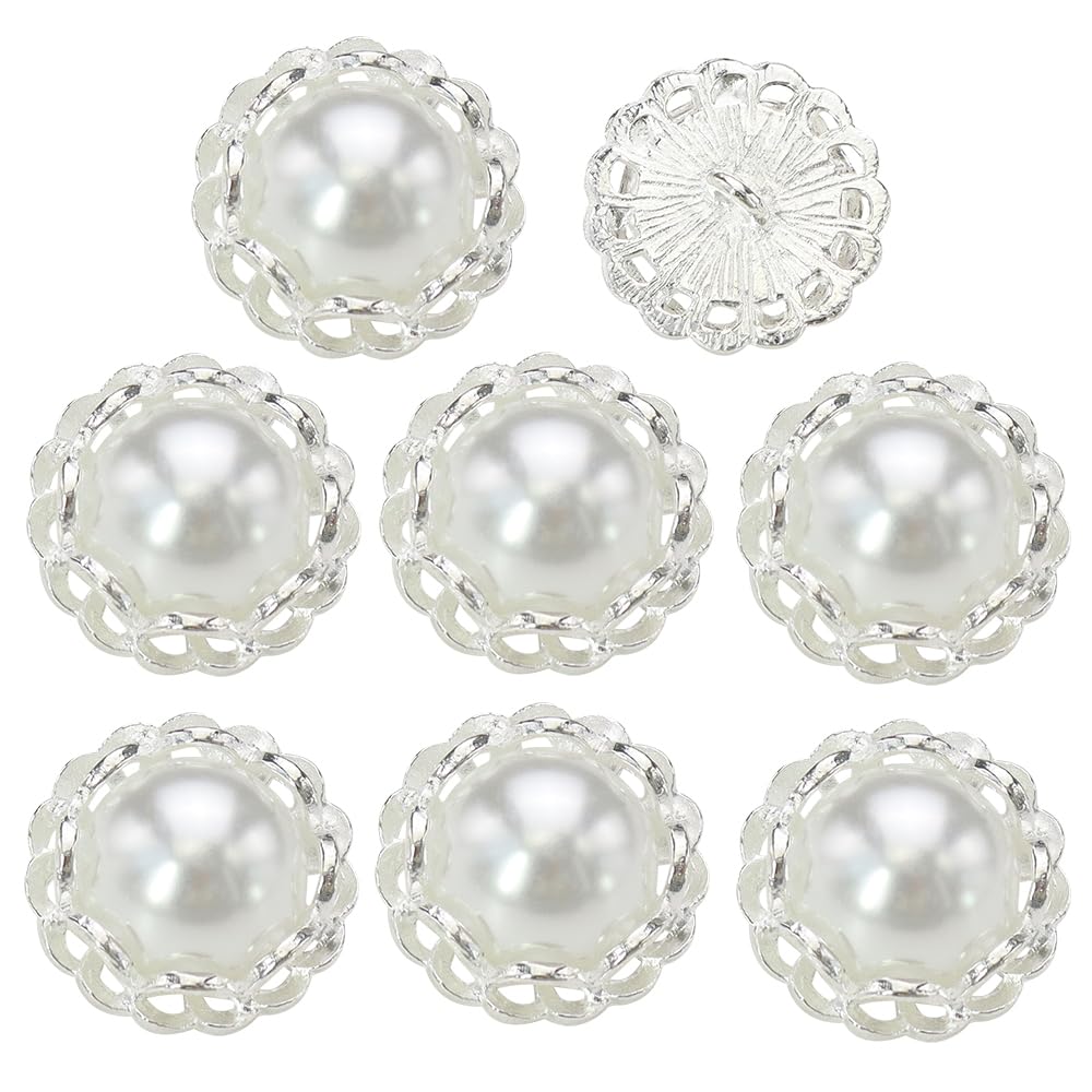 EMDOMO 20mm Sewing Button Shank Round Shaped Metal Button Retro Vintage Buttons Embellishments for Coats Craft Buttons 10 pieces (white)