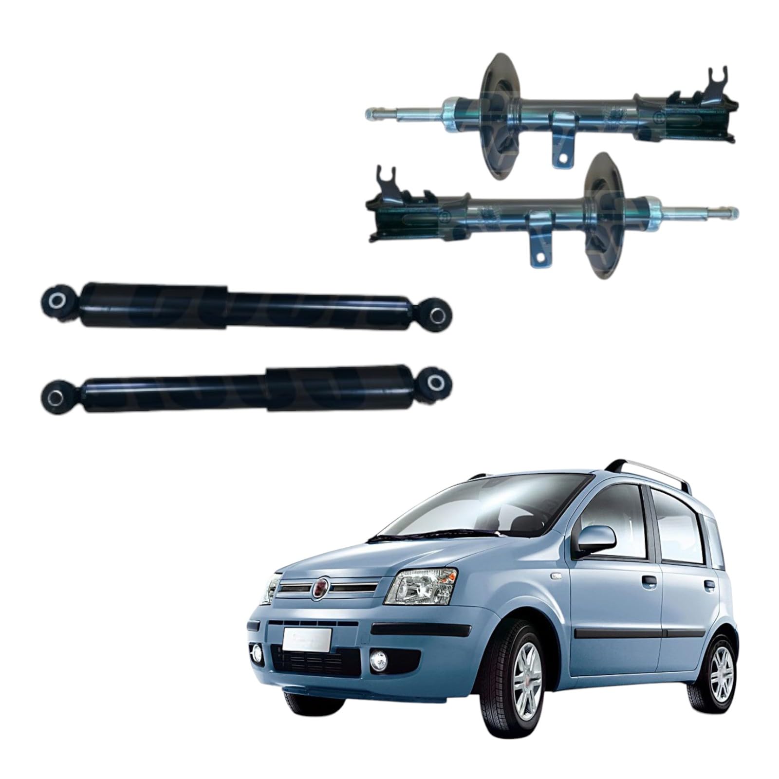 Kit 4 Ammortizzatori Anteriori e Posteriori per PANDA (169) dal 2003 al 2012 - Set Completo Sospensioni a Gas per Seconda Serie - Compatibili, Non Originali