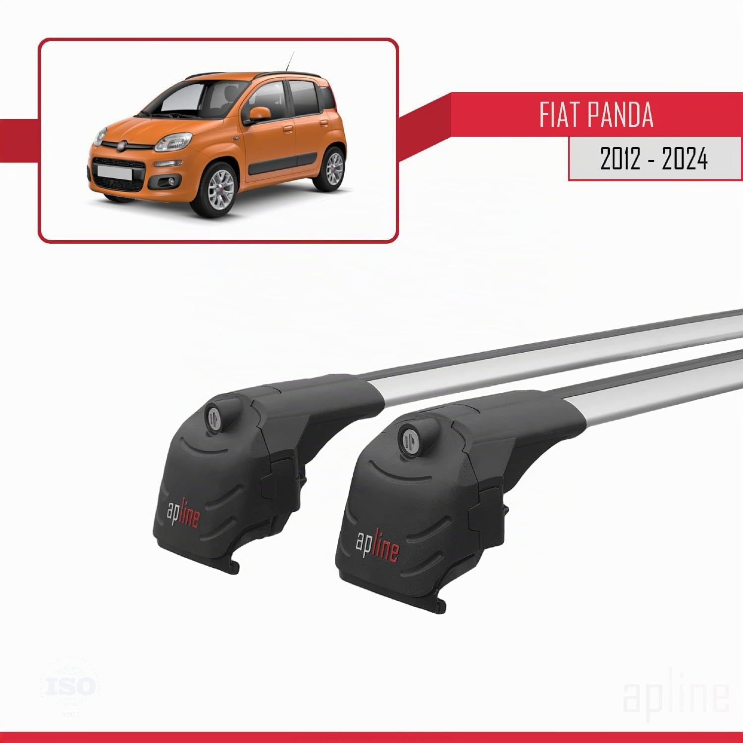 Compatible con Fiat Panda 3 (319) 2012-2024 Modelo Ace-2 Barra de Techo Auto Portaequipajes Barras Transversales Gris Aluminio 2 Barras