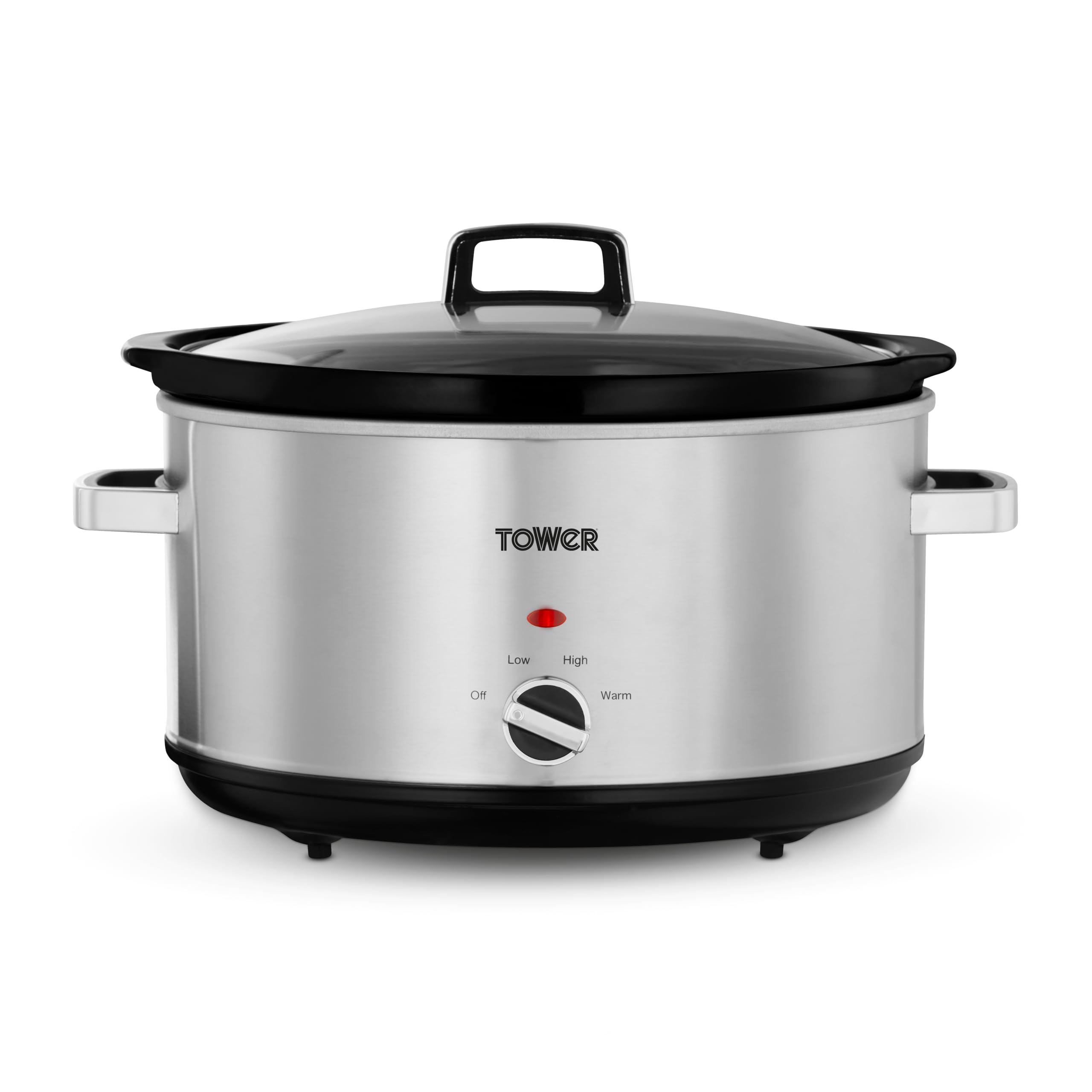 Tower 8L XL Slow Cooker with Removable Ceramic Pot, 3 Heat Settings, 300W, Stainless Steel, T19064