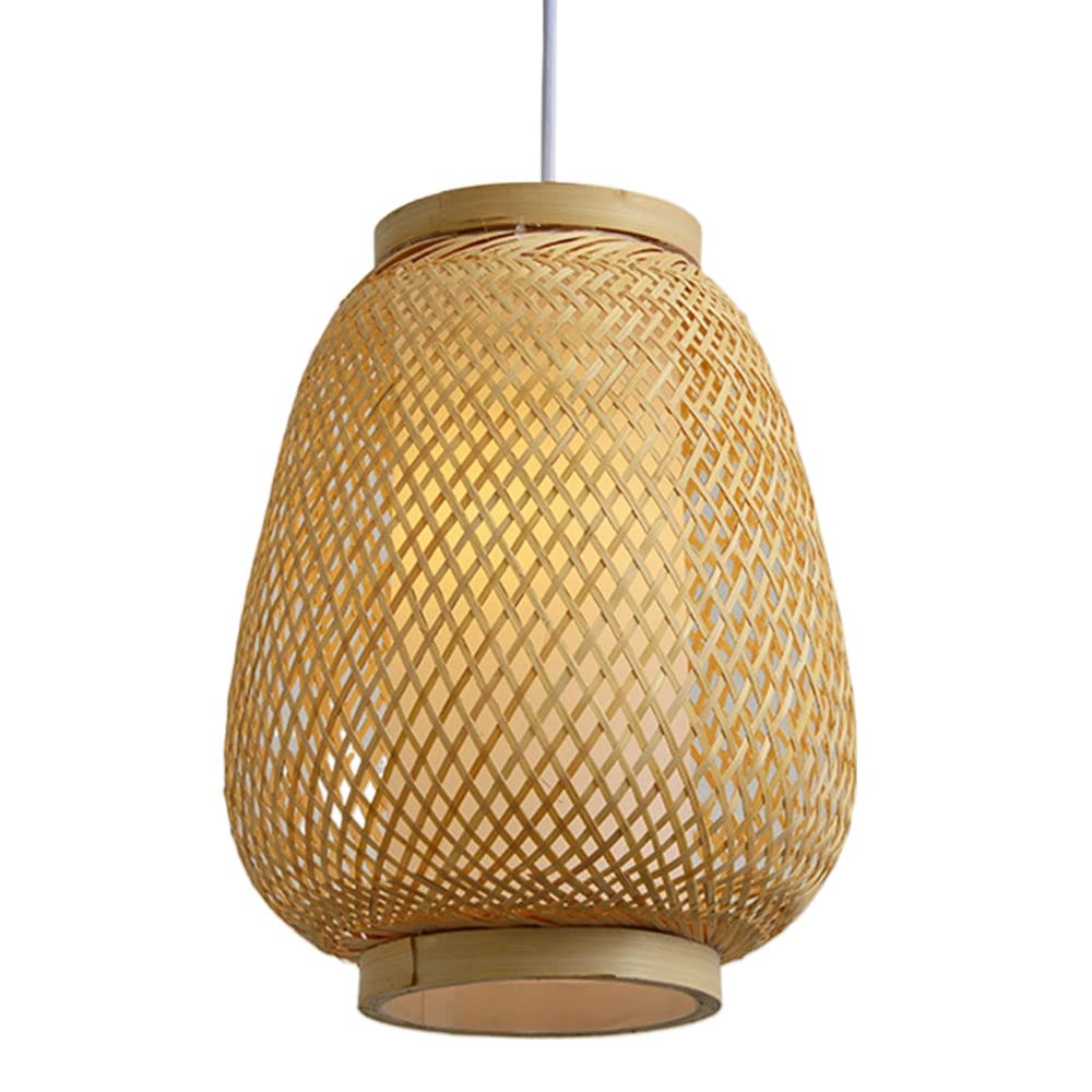 LYMSXAZOU Bamboo Lantern Chandelier Rattan Lampshade Natural Wicker Hanging Ceiling Lamp Height Adjustable Light E27 Fixtures Southeast Asian Lighting For Tea Room Restaurant Bedside