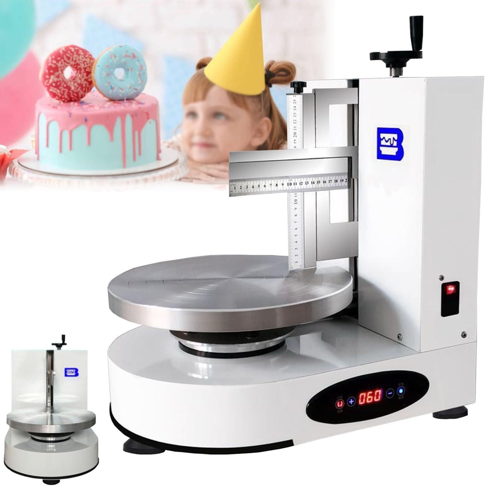 Máquina automática for glaseado de pasteles de 4 a 12 pulgadas, máquina for cubrir y esparcir crema de mantequilla for pasteles redondos con plato giratorio de velocidad ajustable de 35 cm for decorac