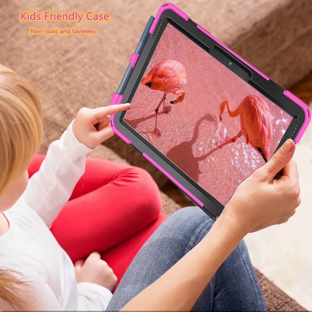 Tablet Case with 360 Rotating Strap and Stand Heavy Duty Protective Full Body Cover Compatible with Microsoft Surface Go 4/3/2/1 Pink