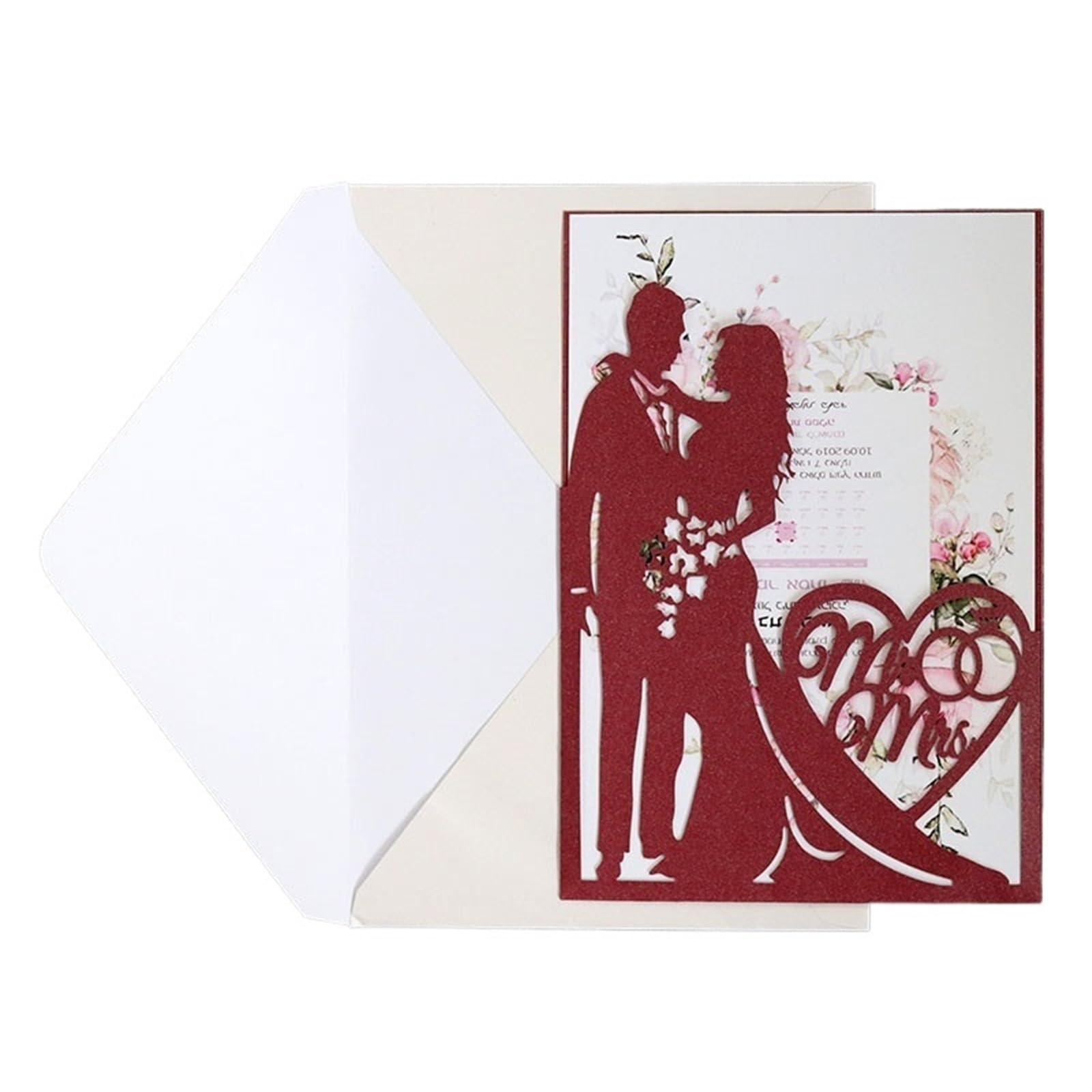 Hochzeitseinladungskarten, Blumige Einladungen， Karte 25 Stücke Mode Braut Und Bräutigam Karte Liebe Herz Gruß Einladungskarte Valentinstag Party Dekoration Lieferungen Einladung(Red Set)