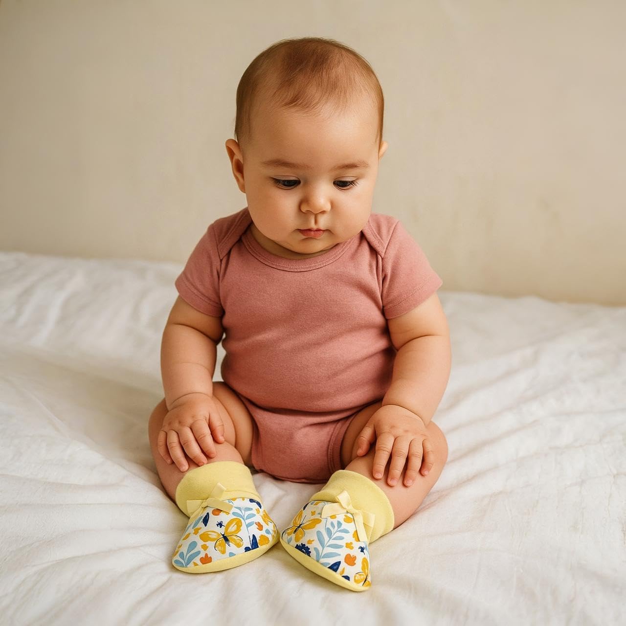 Adhigams Baby Booties Set | Soft Cotton Baby Booties with Comfortable Terry Base for Gentle Support, Cute & Durable Footwear Designed for Regular Use and Easy Comfort | Pack of 1 (0-3 Months) 1