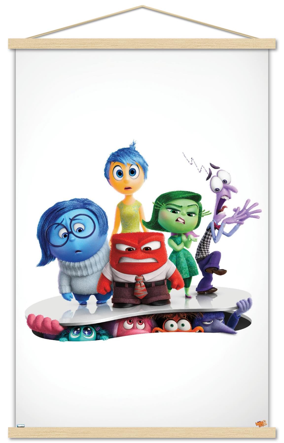 Trends International Disney Inside Out 2 - One Sheet Wall Poster with Magnetic Frame, 22.37" x 34.00", Print and Beechwood Hanger Bundle