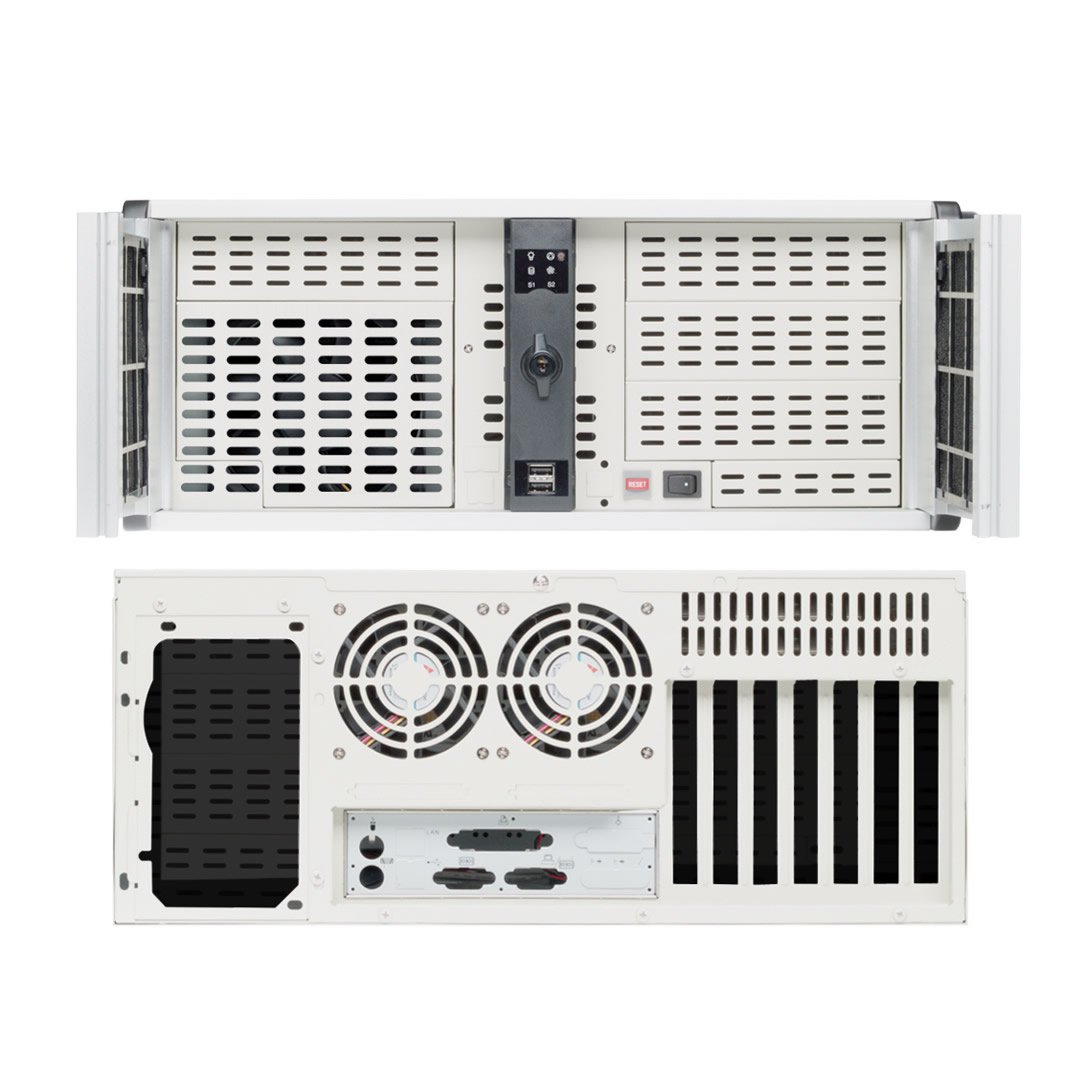 Fantec TCG-4800X07-2 - Carcasa para Servidor (4U, 528 mm, sin Fuente de alimentación), Color Beige y Plateado